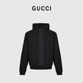 Gucci GG Web-Stripe Front Pullover Hoodie — Black