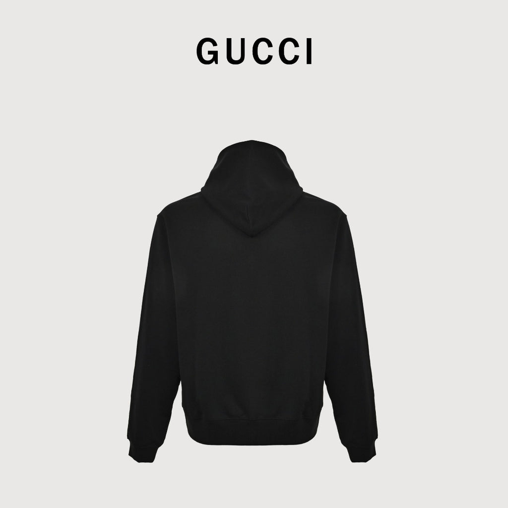 Gucci GG Web-Stripe Front Pullover Hoodie — Black