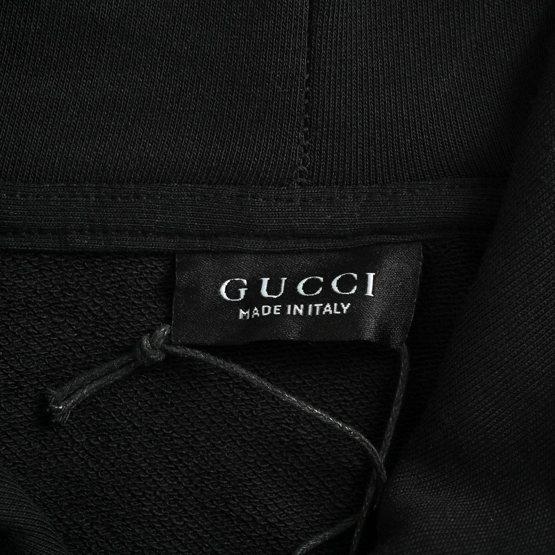 Gucci GG Web-Stripe Front Pullover Hoodie — Black