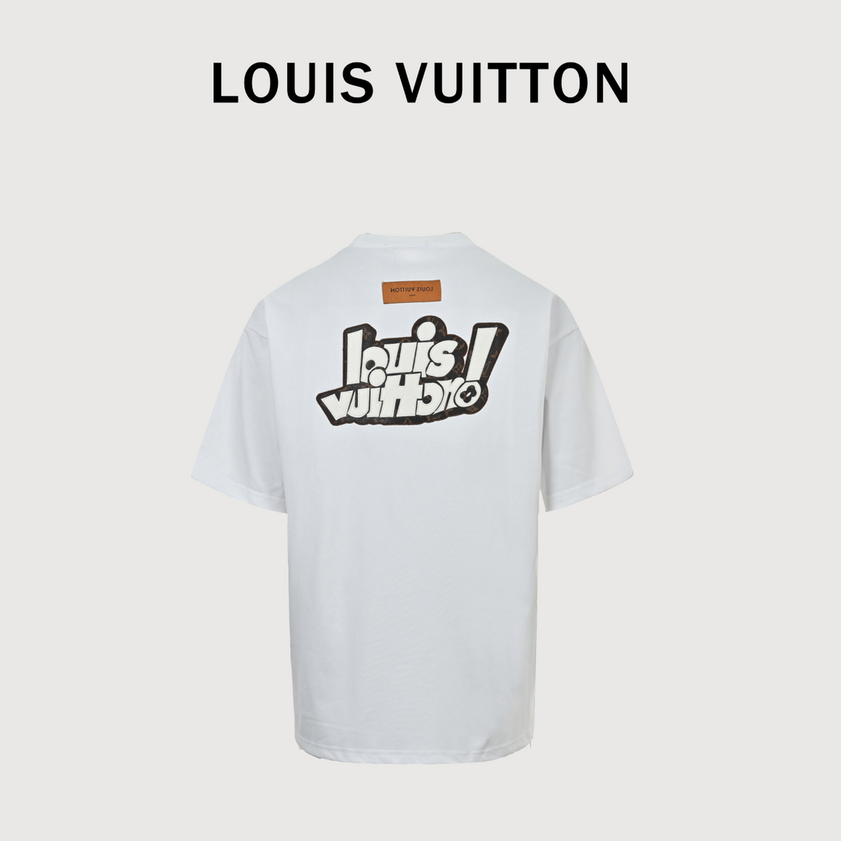 Louis Vuitton LV 26SS Leather Letter Logo Front & Back T-Shirt — White