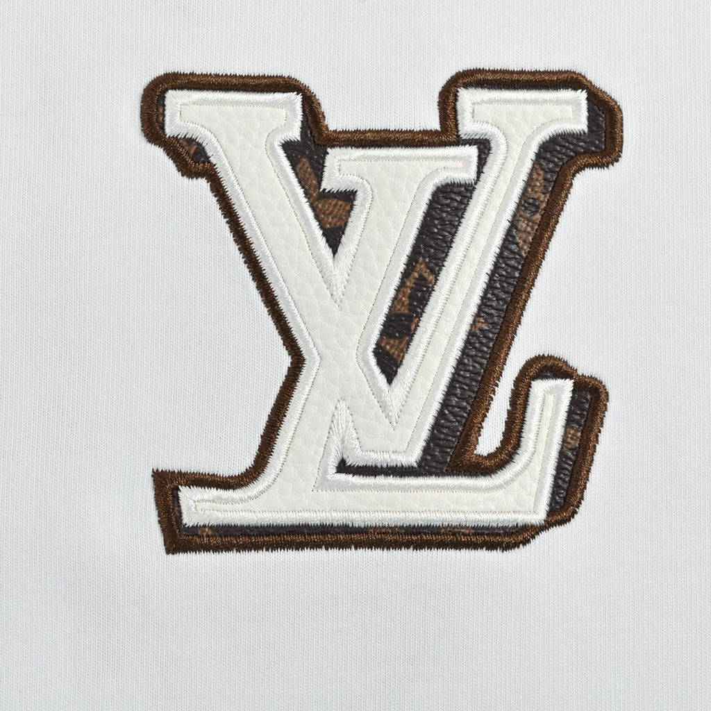 Louis Vuitton LV 26SS Leather Letter Logo Front & Back T-Shirt — White