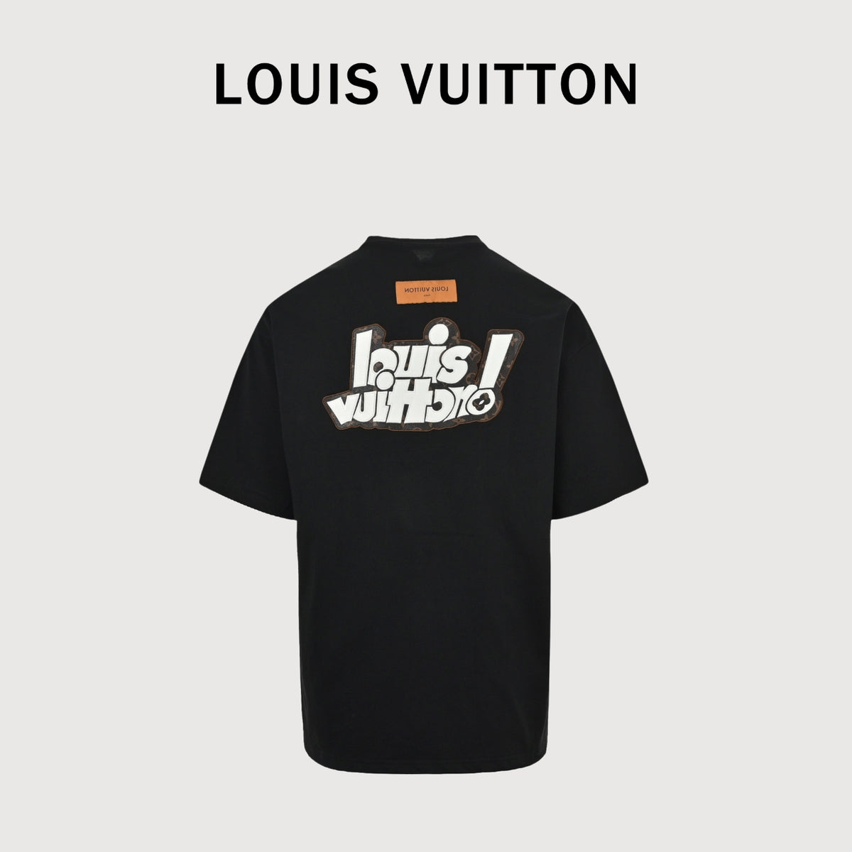 Louis Vuitton LV 26SS Leather Letter Logo Front & Back T-Shirt — Black