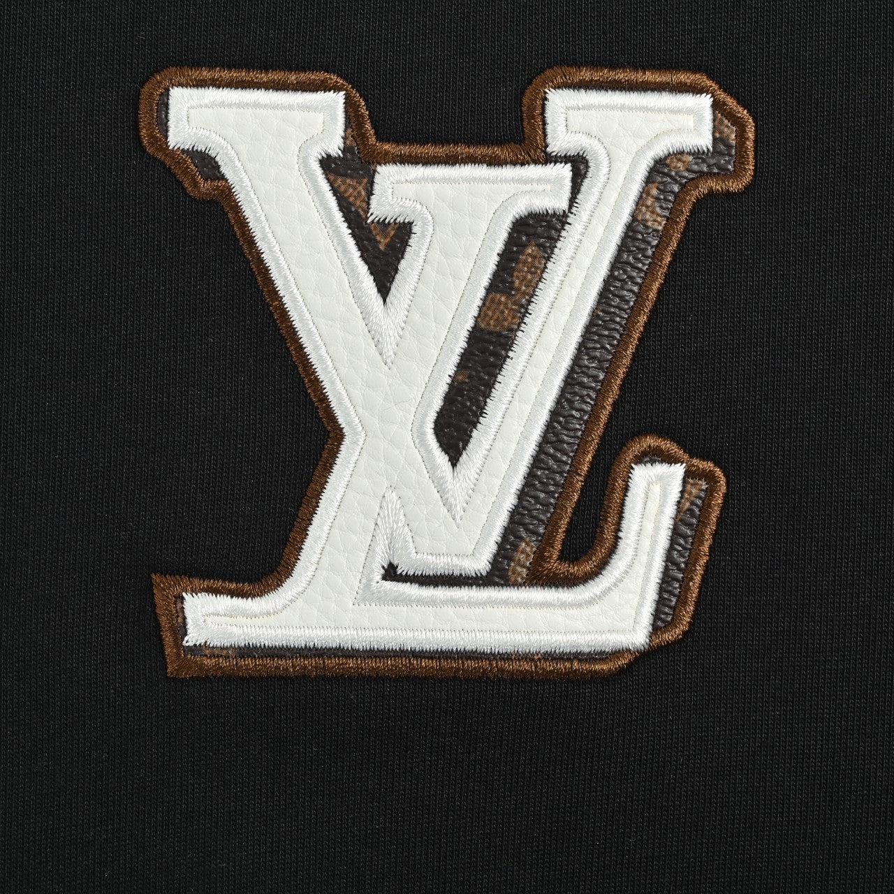 Louis Vuitton LV 26SS Leather Letter Logo Front & Back T-Shirt — Black