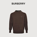 Burberry BBR Tri-Color Equestrian Knight Label Wool-Cashmere Crewneck Sweater — Dark Brown