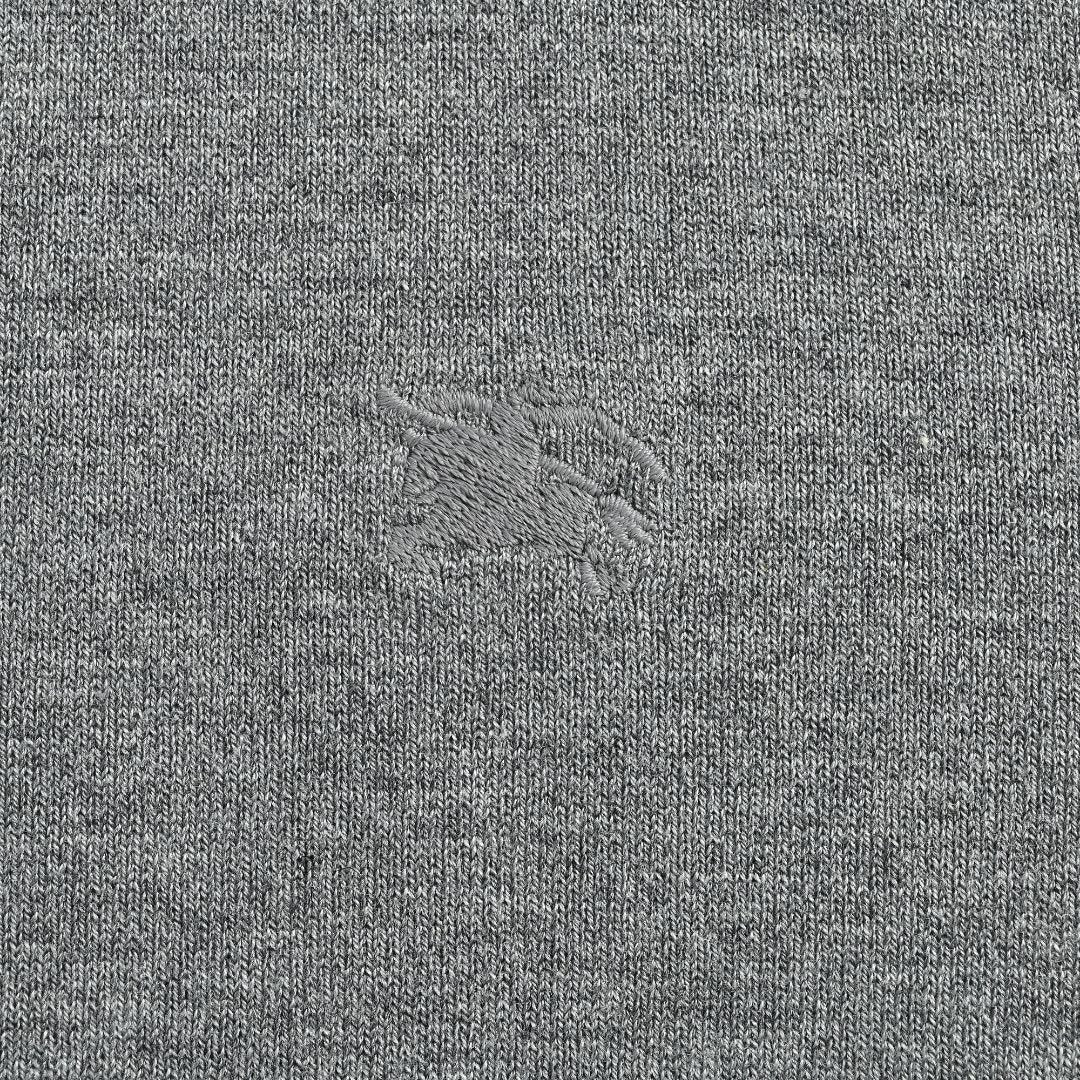 Burberry BBR Tri-Color Equestrian Knight Label Wool-Cashmere Crewneck Sweater — Grey