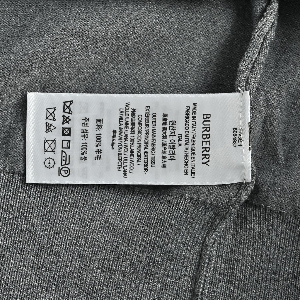 Burberry BBR Tri-Color Equestrian Knight Label Wool-Cashmere Crewneck Sweater — Grey