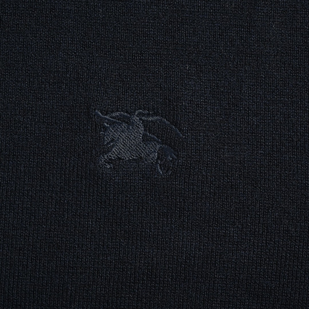 Burberry BBR Tri-Color Equestrian Knight Label Wool-Cashmere Crewneck Sweater — Black