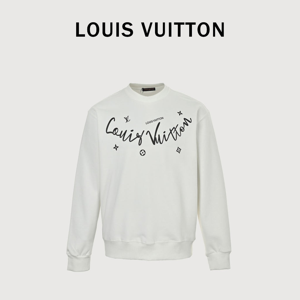 Louis Vuitton LV 25FW Neckline Signature Script Crewneck Sweatshirt — Black