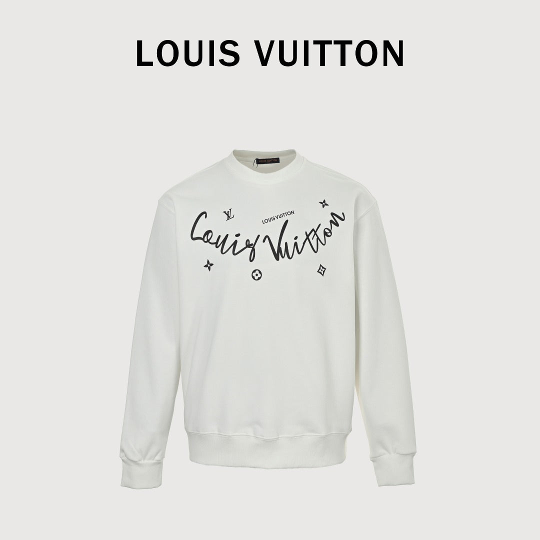 Louis Vuitton LV 25FW Neckline Signature Script Crewneck Sweatshirt — Black