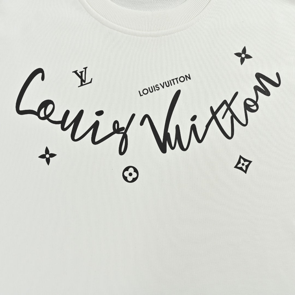 Louis Vuitton LV 25FW Neckline Signature Script Crewneck Sweatshirt — Black
