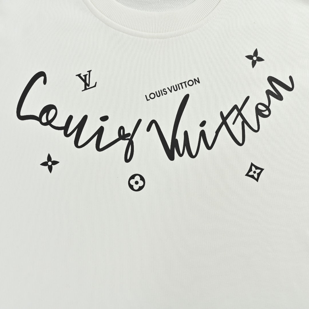 Louis Vuitton LV 25FW Neckline Signature Script Crewneck Sweatshirt — Black