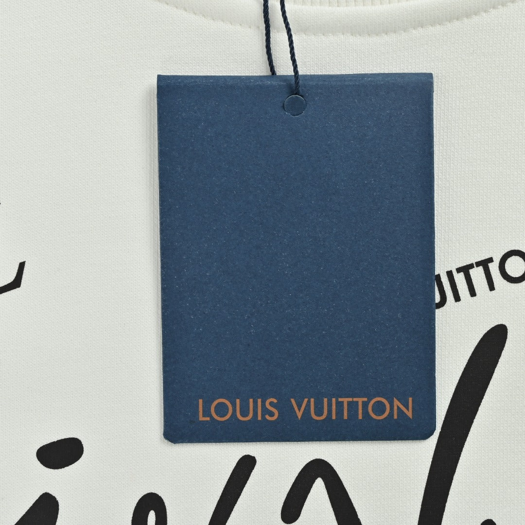 Louis Vuitton LV 25FW Neckline Signature Script Crewneck Sweatshirt — Black