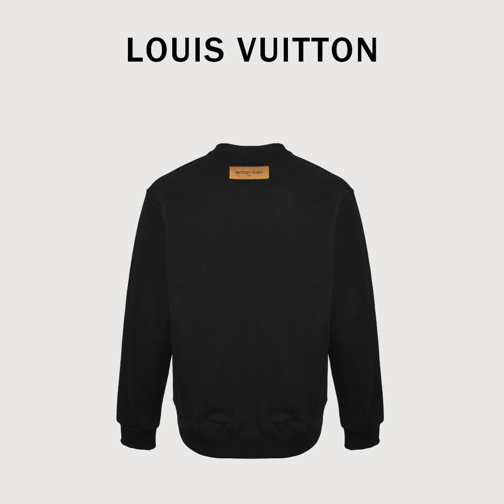 Louis Vuitton LV 25FW Neckline Signature Script Crewneck Sweatshirt — Black