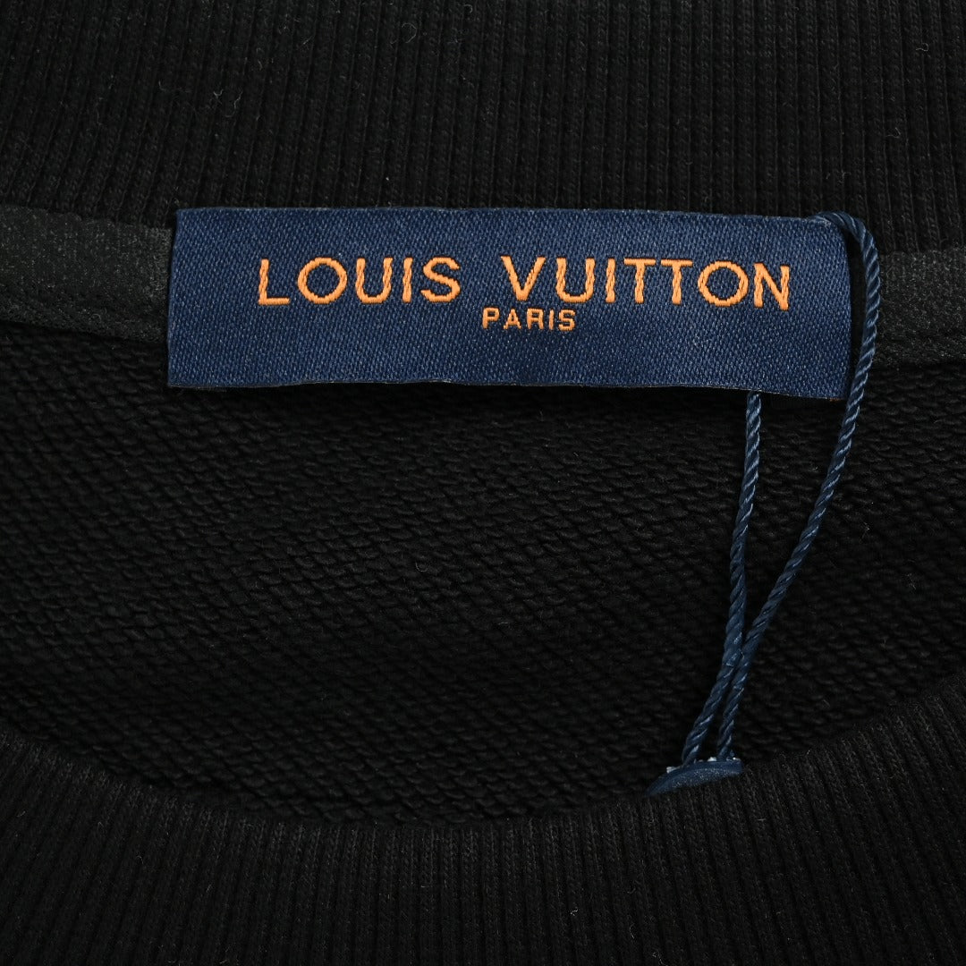 Louis Vuitton LV 25FW Neckline Signature Script Crewneck Sweatshirt — Black
