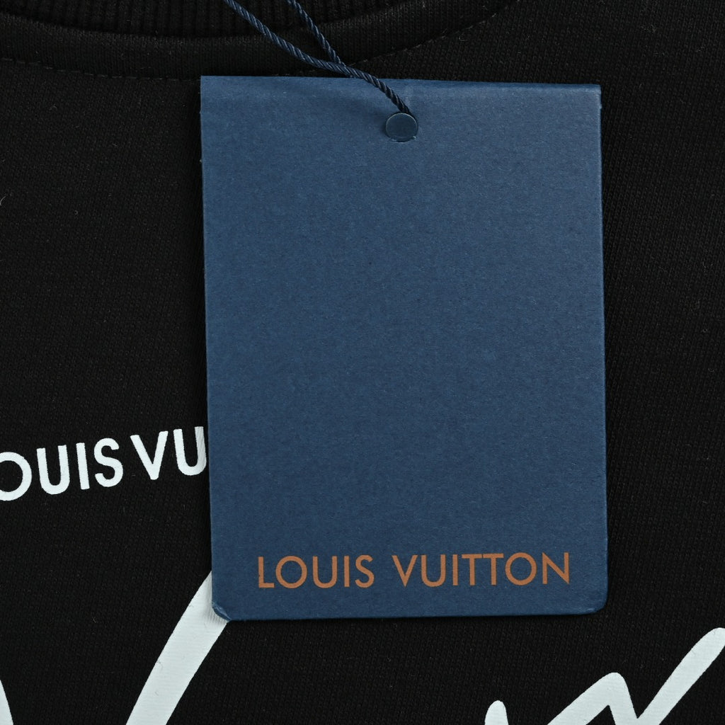Louis Vuitton LV 25FW Neckline Signature Script Crewneck Sweatshirt — Black