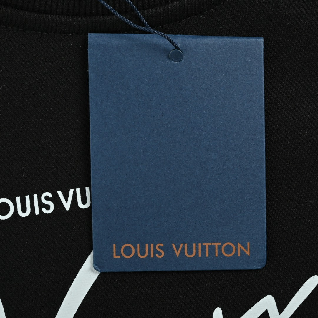Louis Vuitton LV 25FW Neckline Signature Script Crewneck Sweatshirt — Black