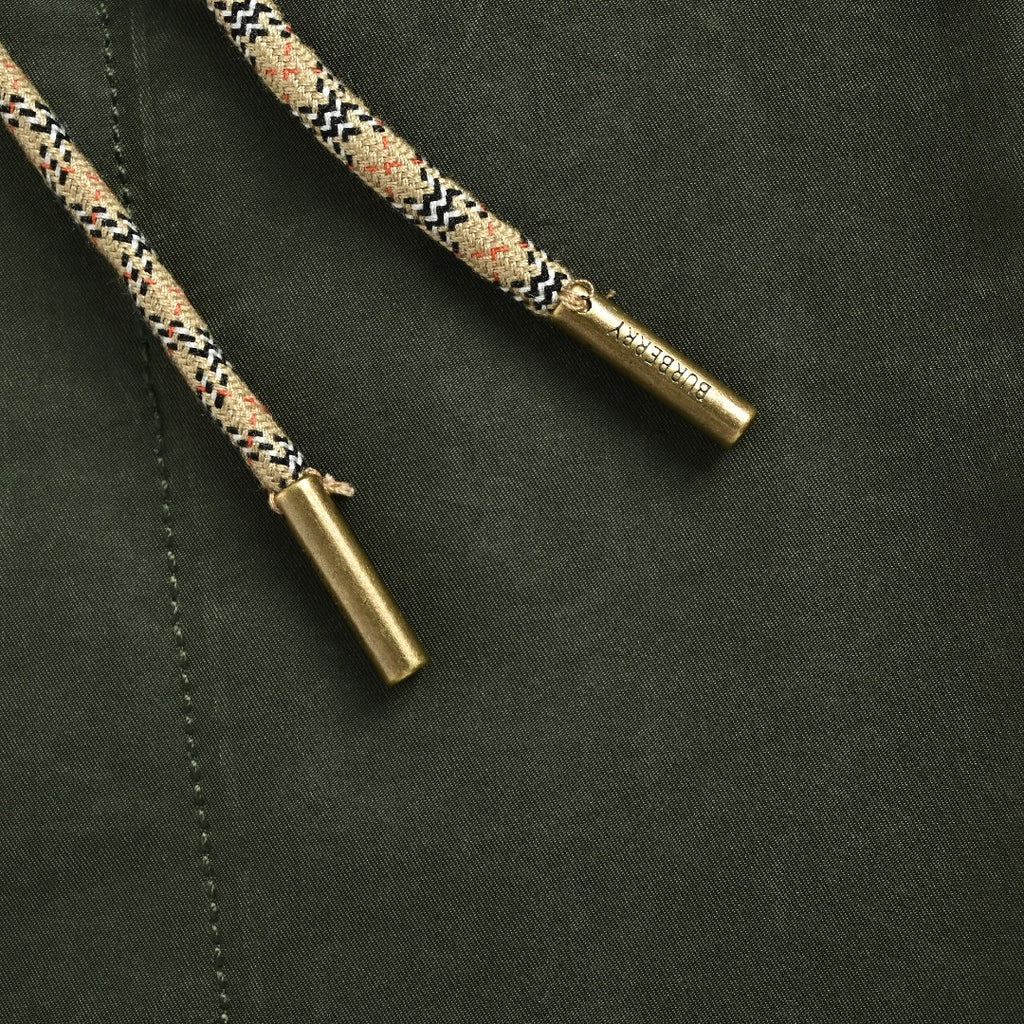 Burberry BBR Sleeve Equestrian Knight Embroidery Reversible Nylon-Blend Hooded Parka — Dark Olive