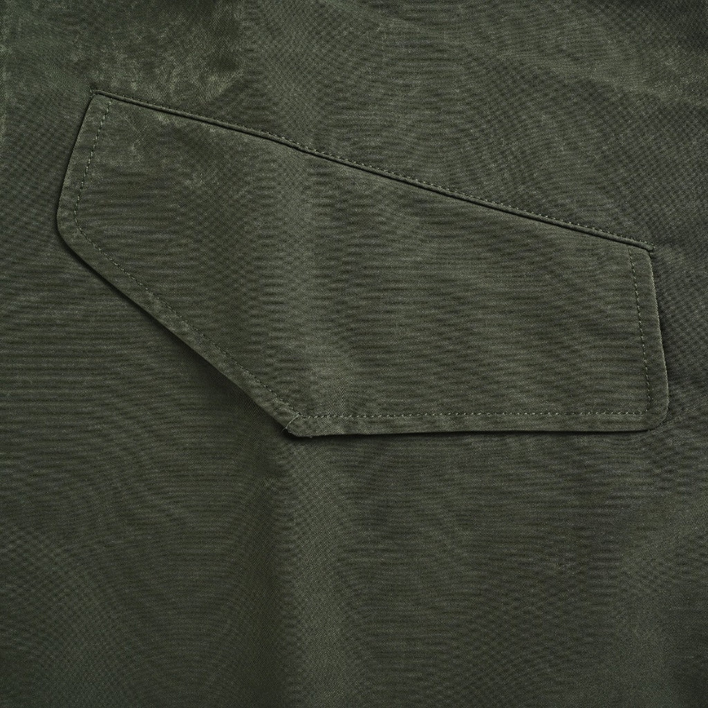 Burberry BBR Sleeve Equestrian Knight Embroidery Reversible Nylon-Blend Hooded Parka — Dark Olive