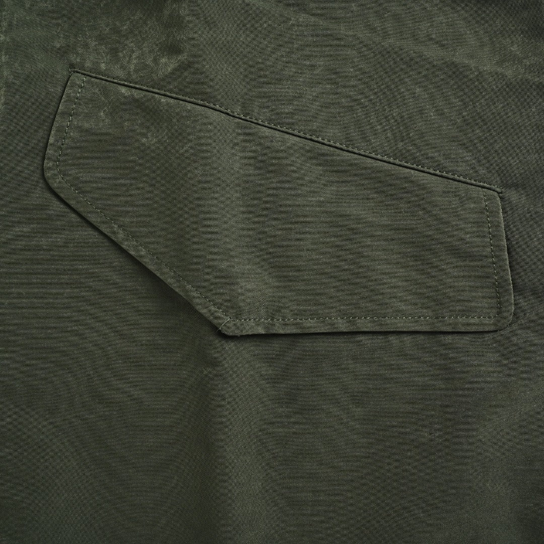 Burberry BBR Sleeve Equestrian Knight Embroidery Reversible Nylon-Blend Hooded Parka — Dark Olive