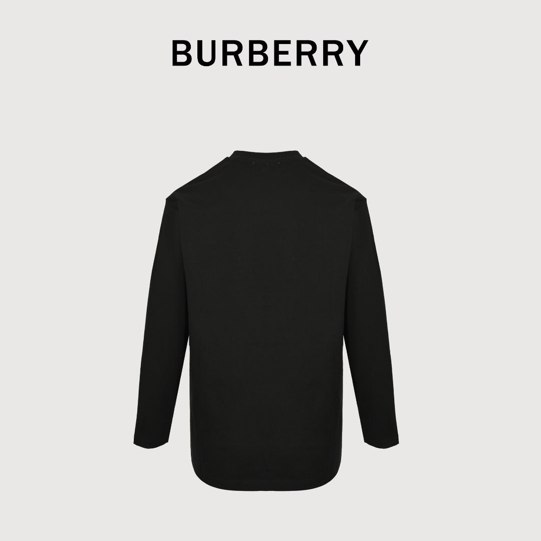 Burberry 25FW Chest Signature Script Logo Embroidery Long-Sleeve T-Shirt — Black
