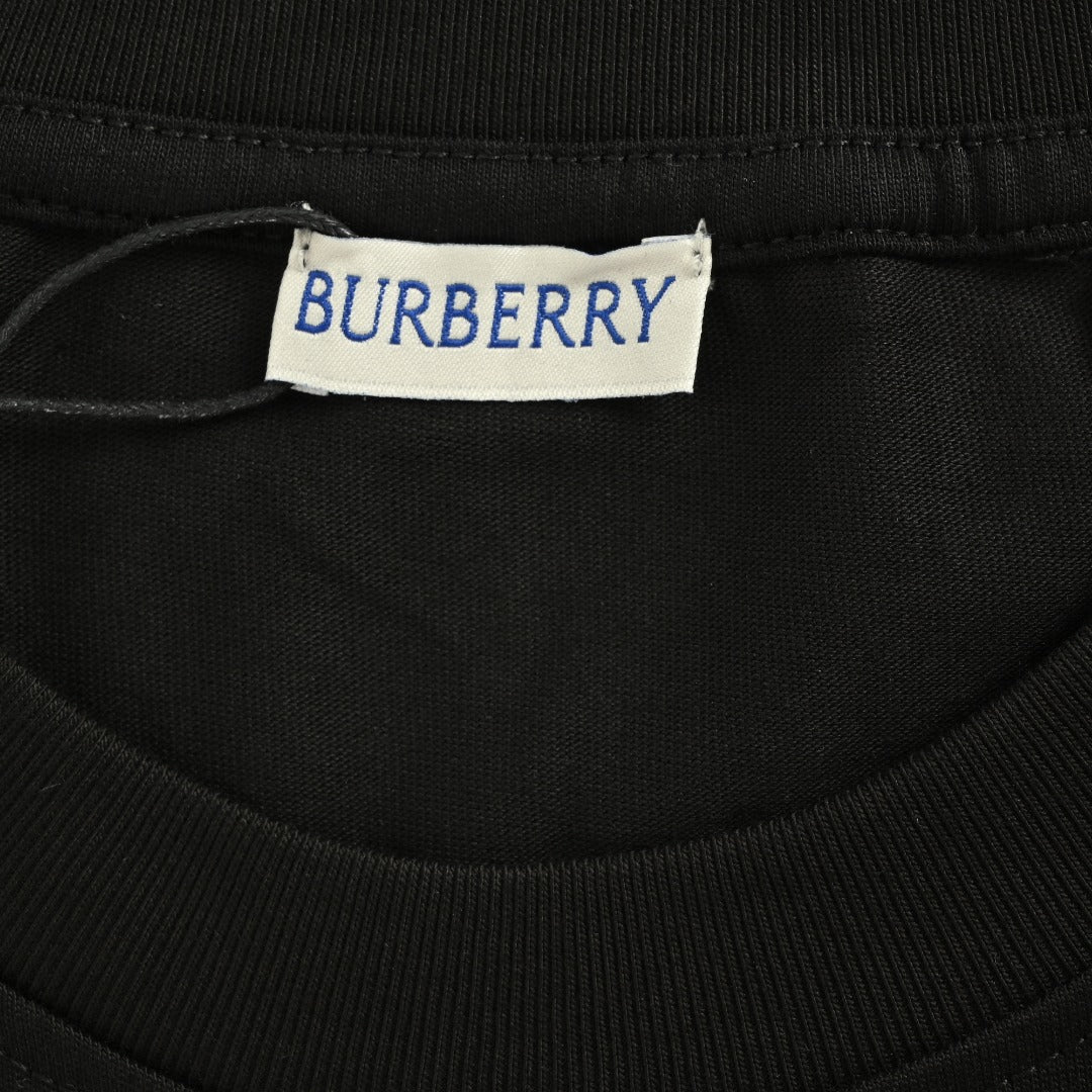 Burberry 25FW Chest Signature Script Logo Embroidery Long-Sleeve T-Shirt — Black
