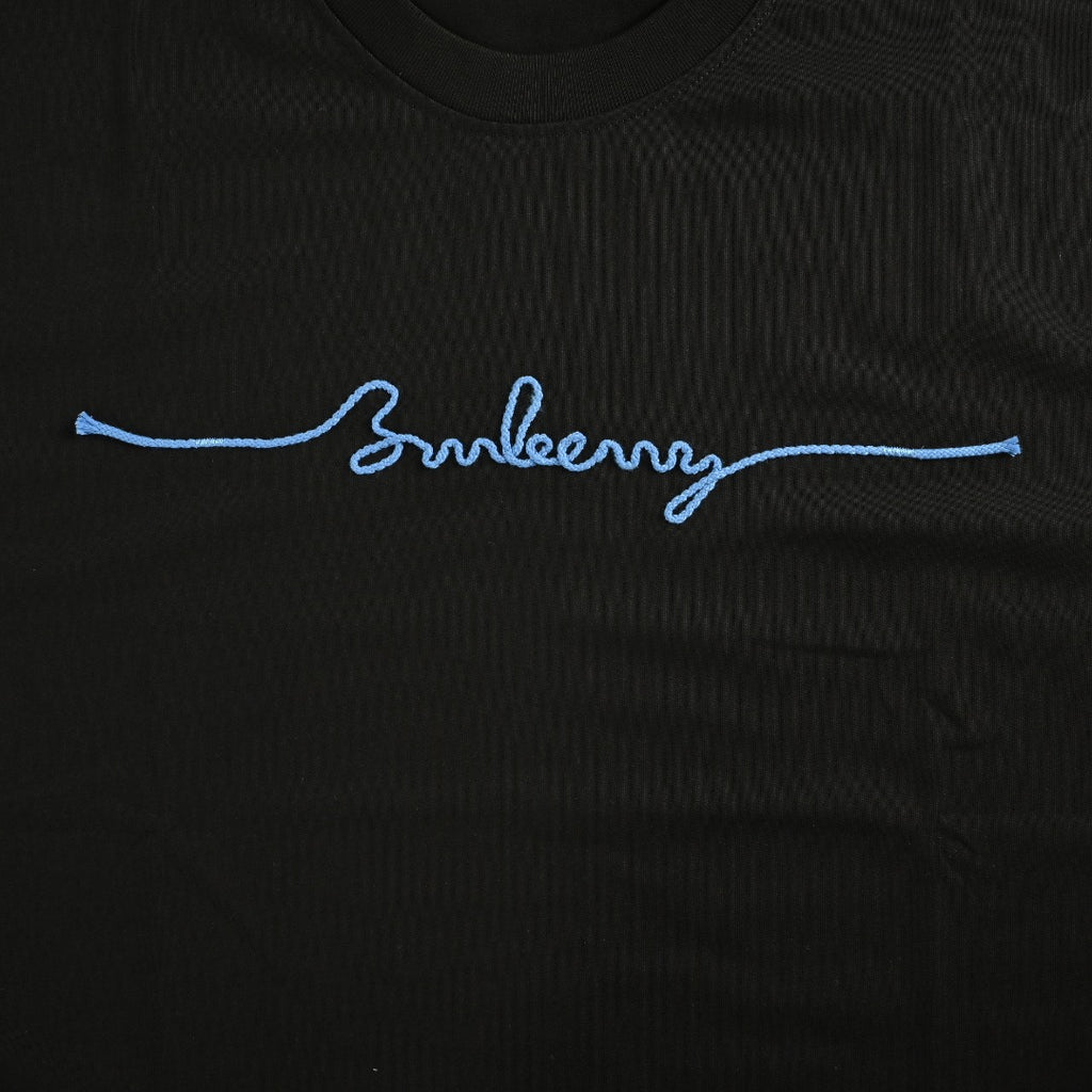 Burberry 25FW Chest Signature Script Logo Embroidery Long-Sleeve T-Shirt — Black