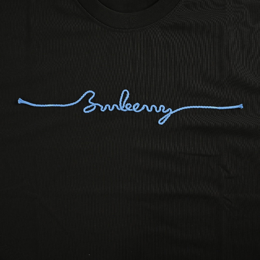 Burberry 25FW Chest Signature Script Logo Embroidery Long-Sleeve T-Shirt — Black