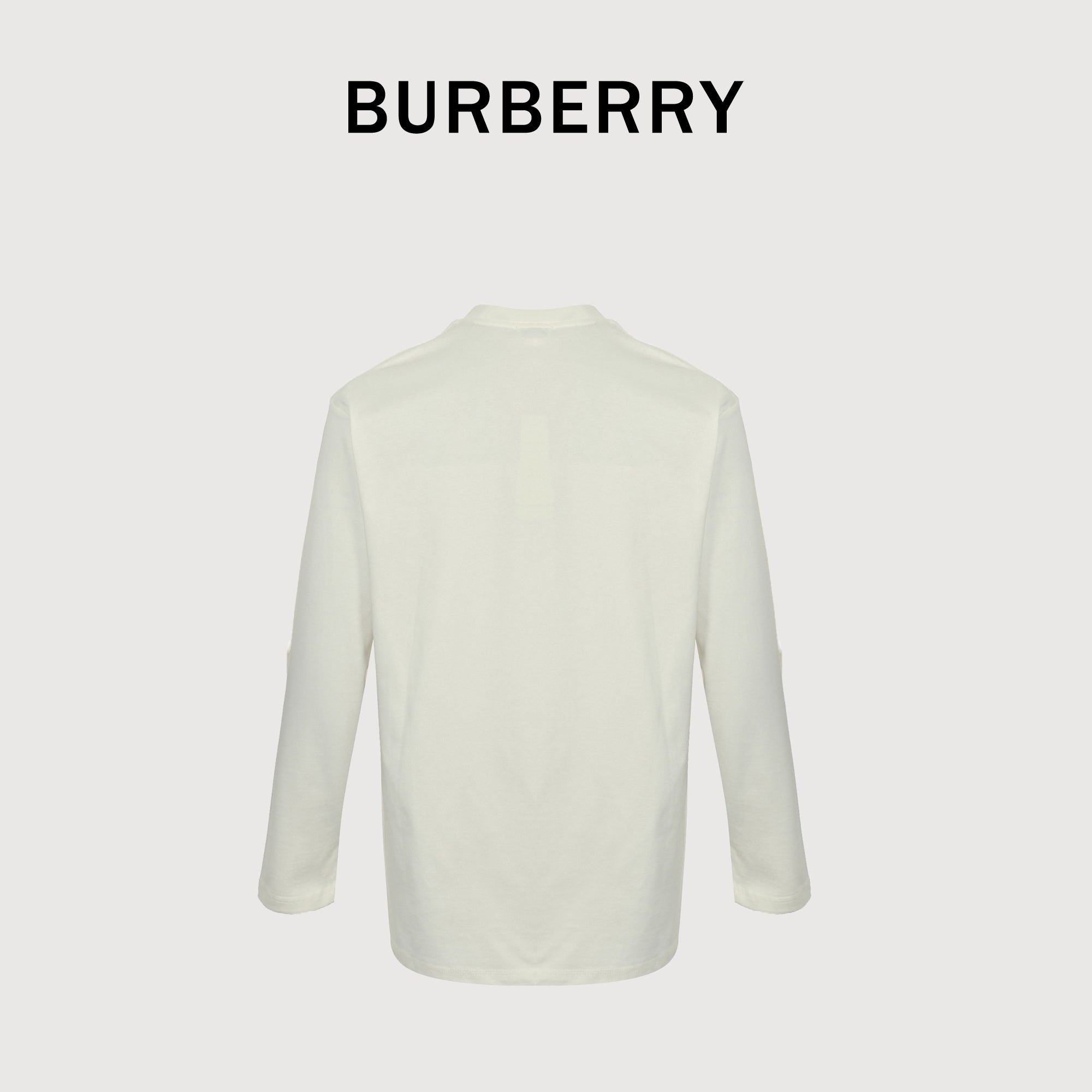 Burberry 25FW Chest Signature Script Logo Embroidery Long-Sleeve T-Shirt — Ecru
