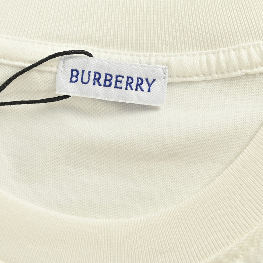 Burberry 25FW Chest Signature Script Logo Embroidery Long-Sleeve T-Shirt — Ecru