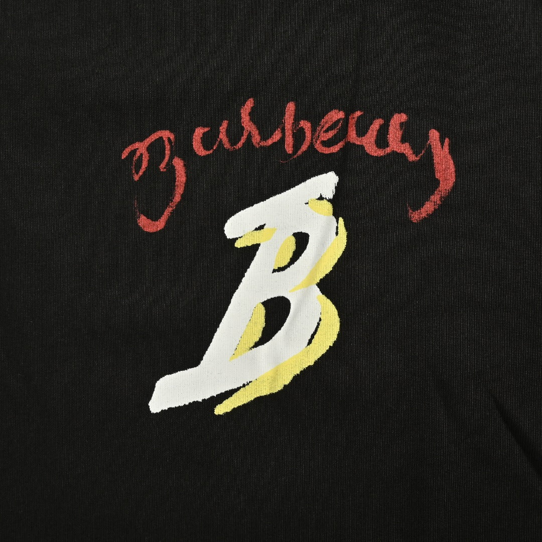 Burberry 25FW Letter B Sailboat Painted Print Long-Sleeve T-Shirt — Black