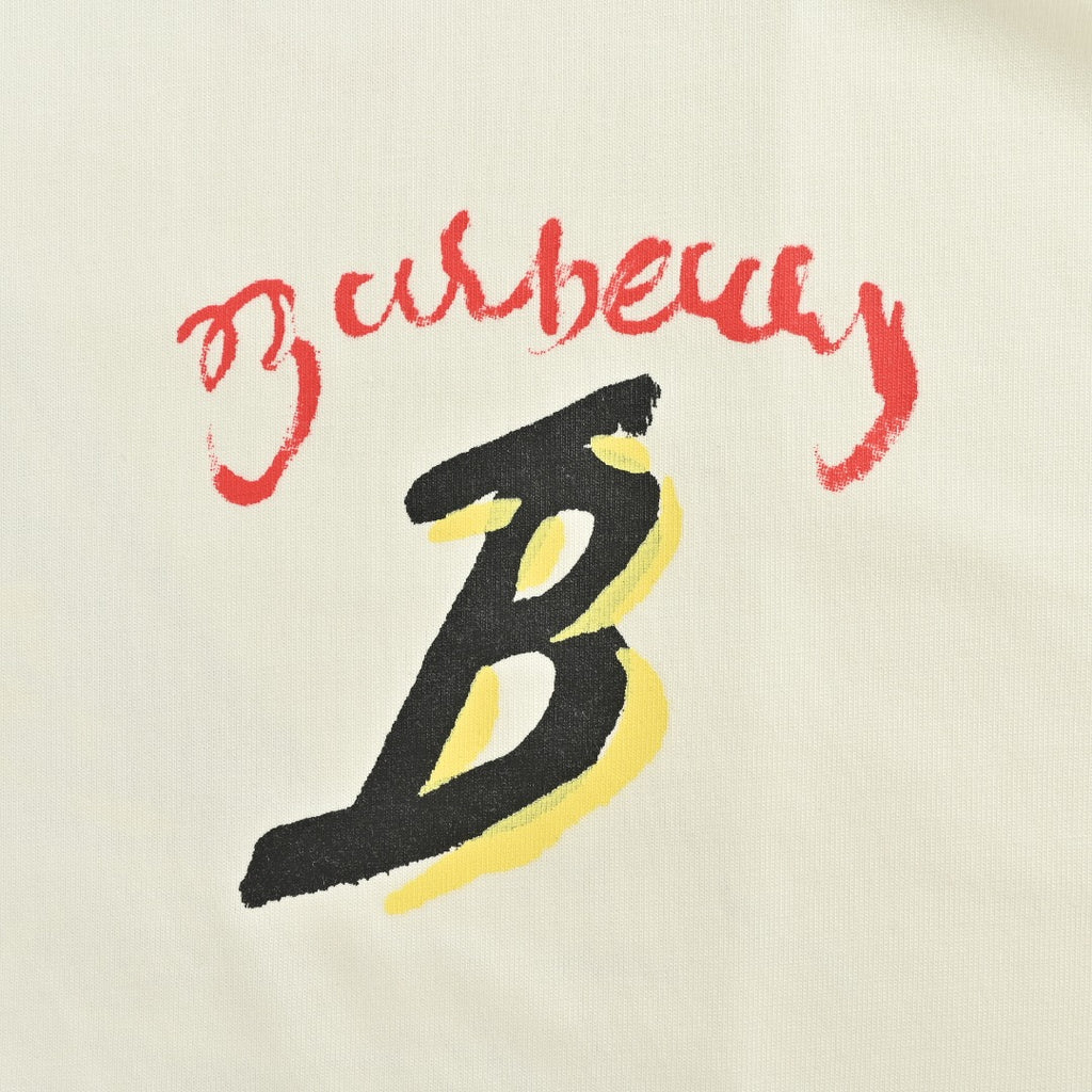 Burberry 25FW Letter B Sailboat Painted Print Long-Sleeve T-Shirt — Ecru