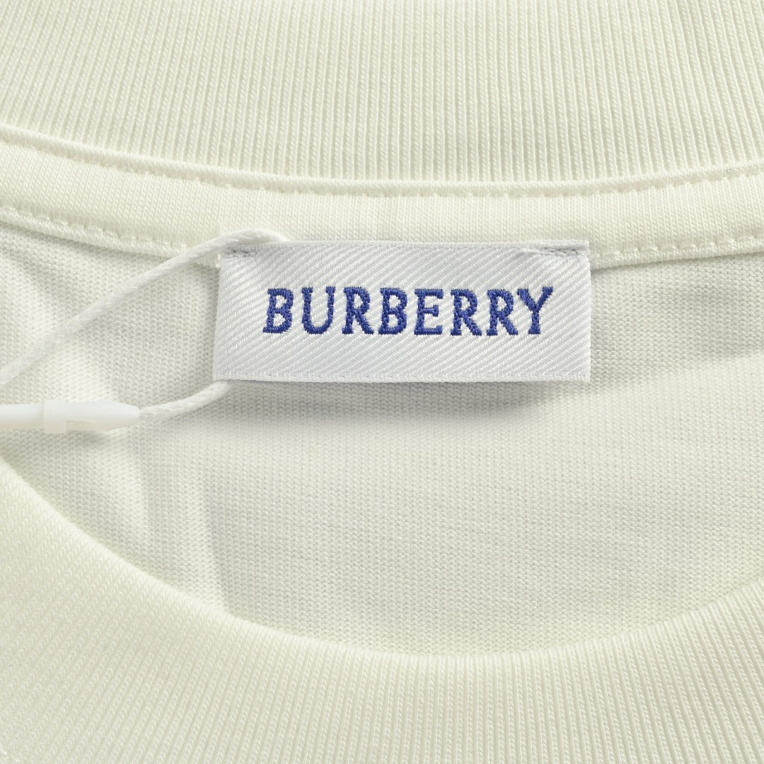 Burberry Check Equestrian Knight Large Graphic Long-Sleeve T-Shirt — Ecru