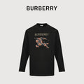 Burberry Check Equestrian Knight Large Graphic Long-Sleeve T-Shirt — Black