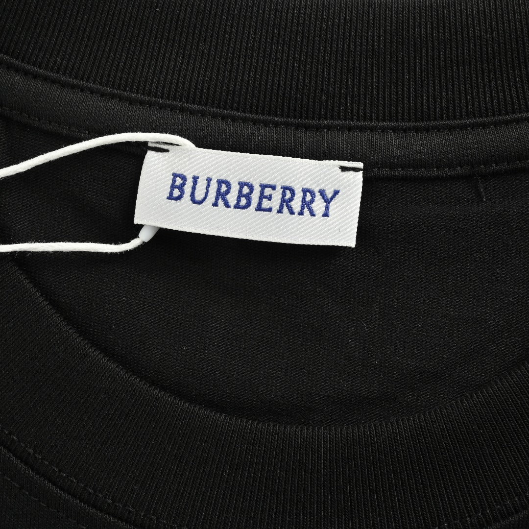 Burberry Check Equestrian Knight Large Graphic Long-Sleeve T-Shirt — Black