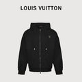 Louis Vuitton LV Metal Logo Full-Zip Hoodie Jacket — Black
