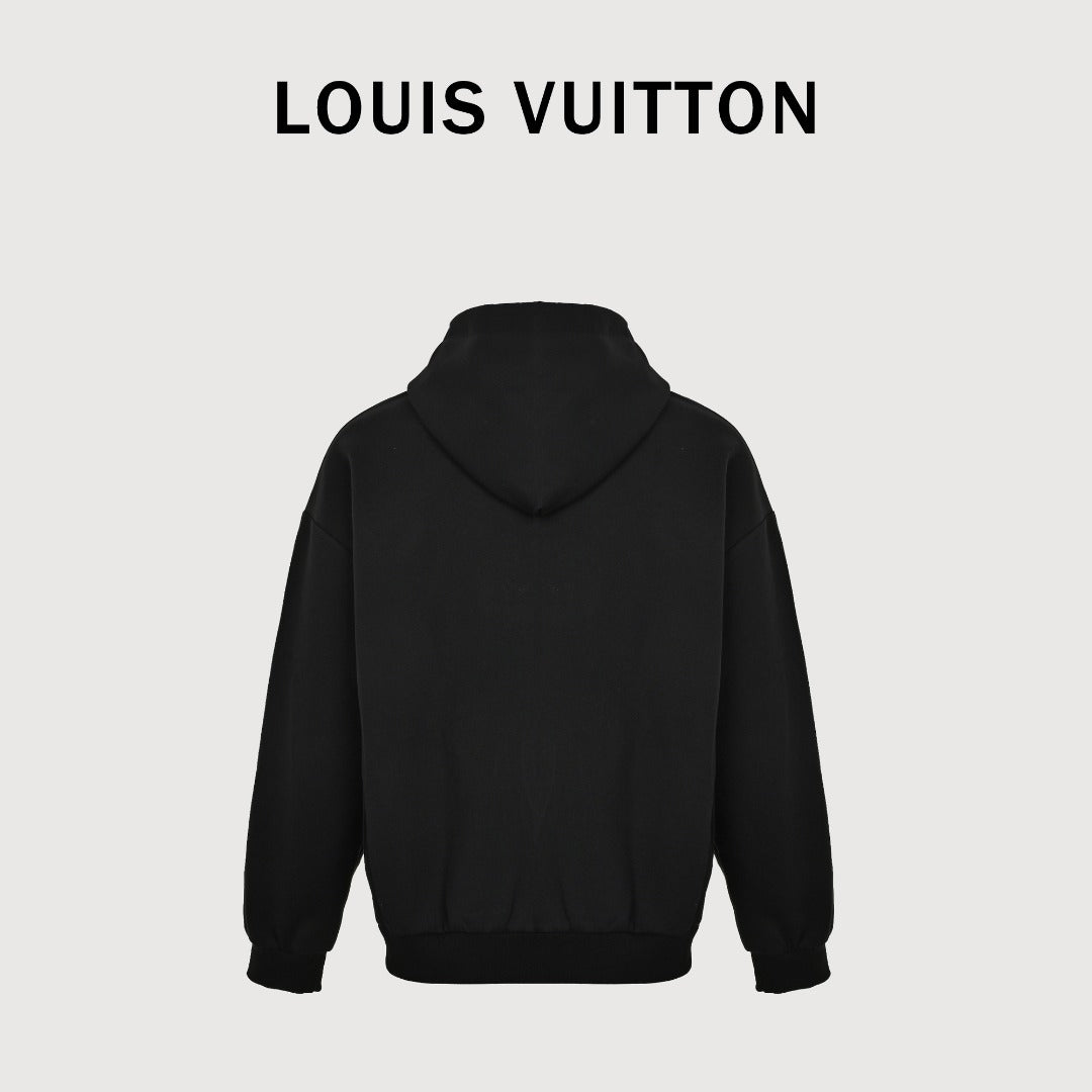 Louis Vuitton LV Metal Logo Full-Zip Hoodie Jacket — Black