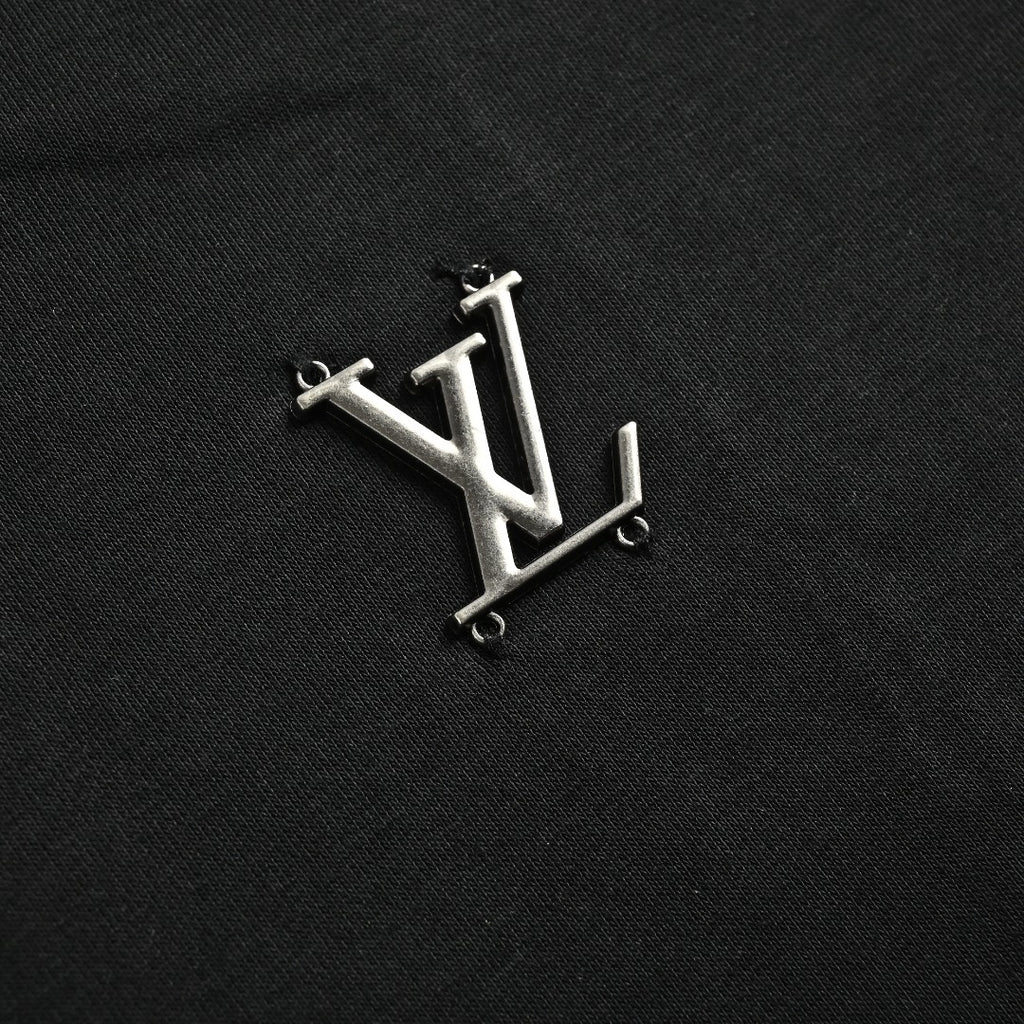 Louis Vuitton LV Metal Logo Full-Zip Hoodie Jacket — Black