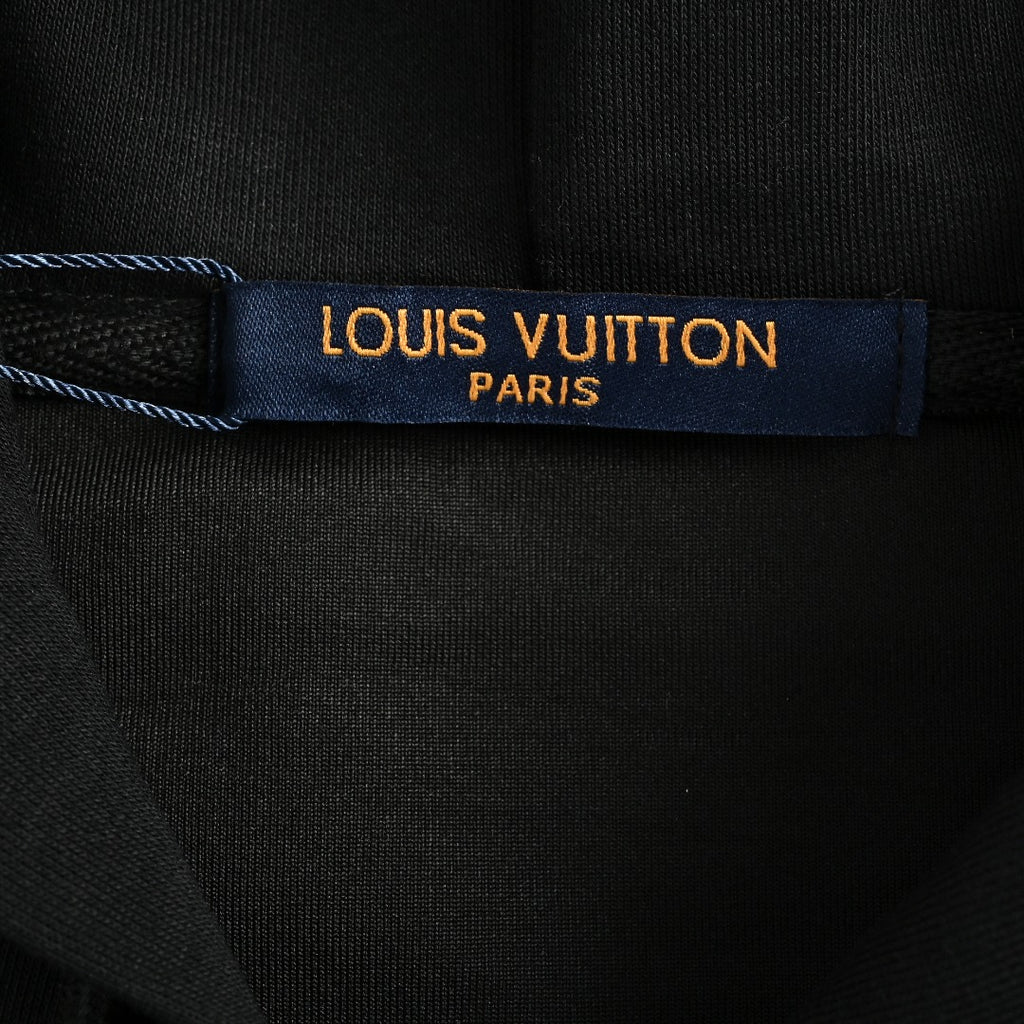 Louis Vuitton LV Metal Logo Full-Zip Hoodie Jacket — Black