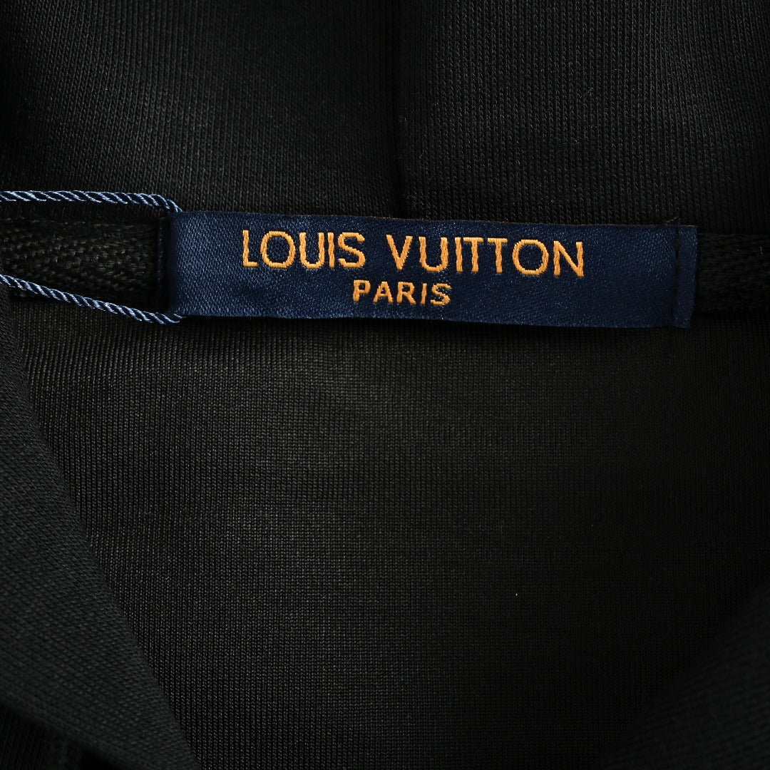 Louis Vuitton LV Metal Logo Full-Zip Hoodie Jacket — Black