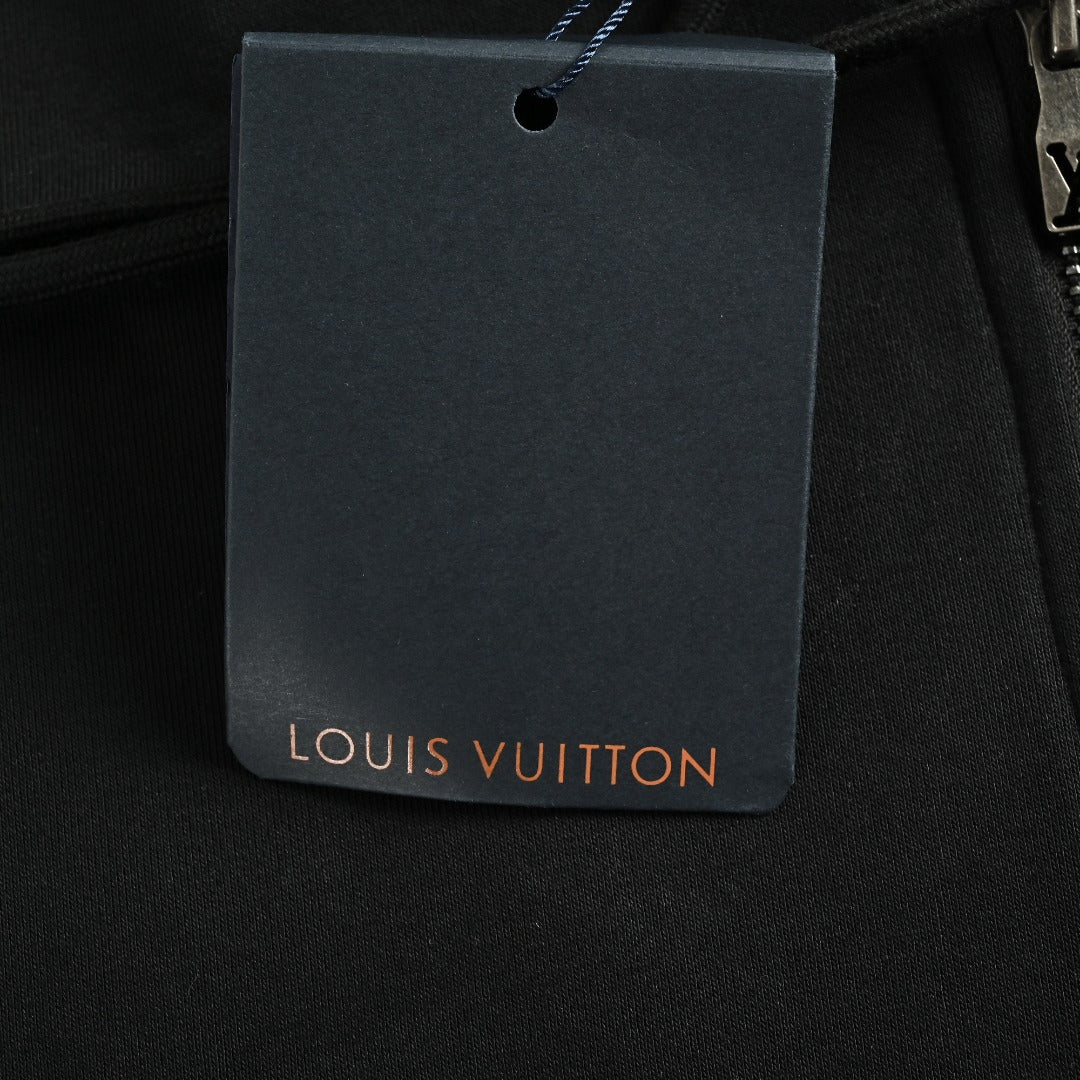 Louis Vuitton LV Metal Logo Full-Zip Hoodie Jacket — Black