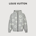 Louis Vuitton LV All-Over Monogram Towelling Logo Full-Zip Hoodie Jacket — Grey