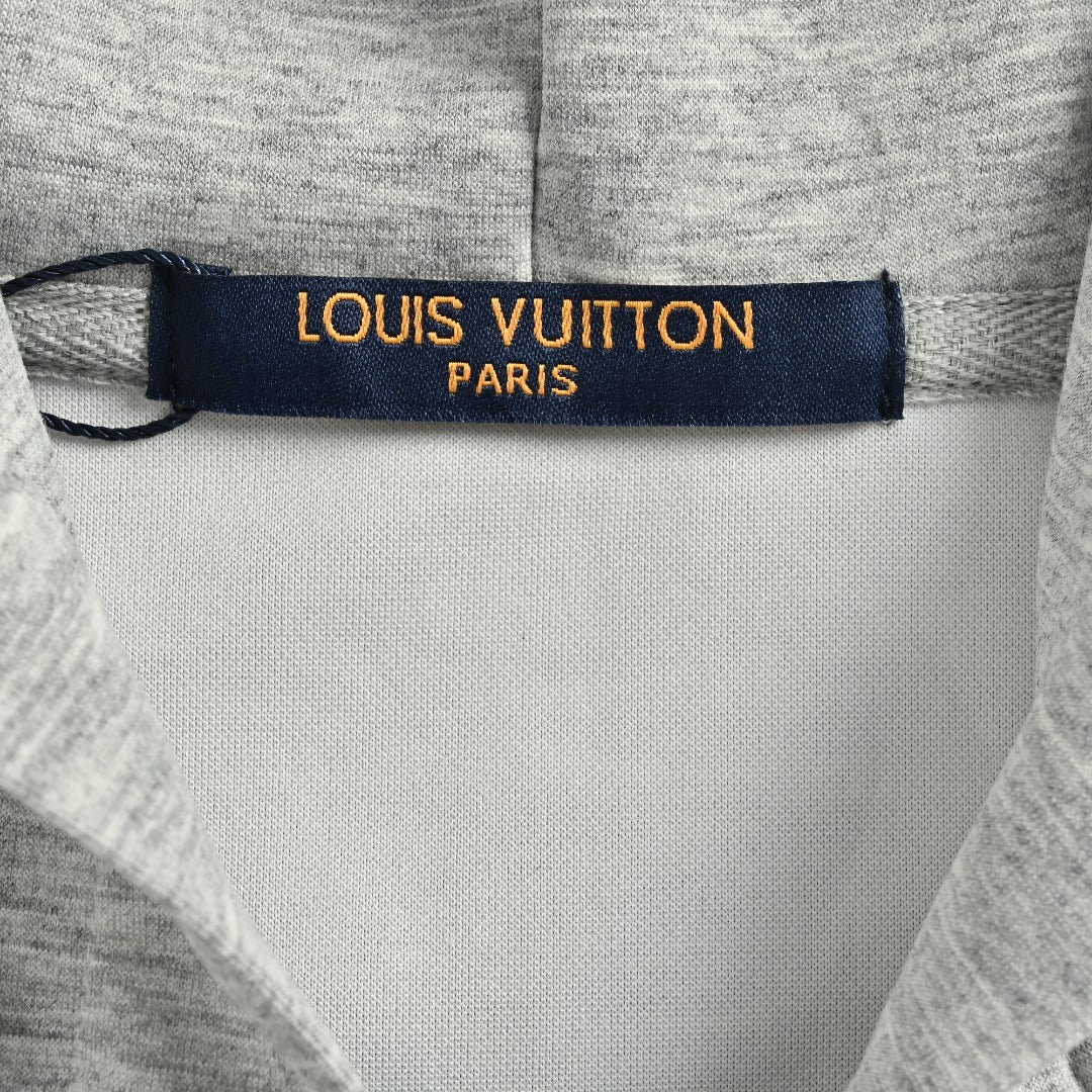 Louis Vuitton LV All-Over Monogram Towelling Logo Full-Zip Hoodie Jacket — Grey