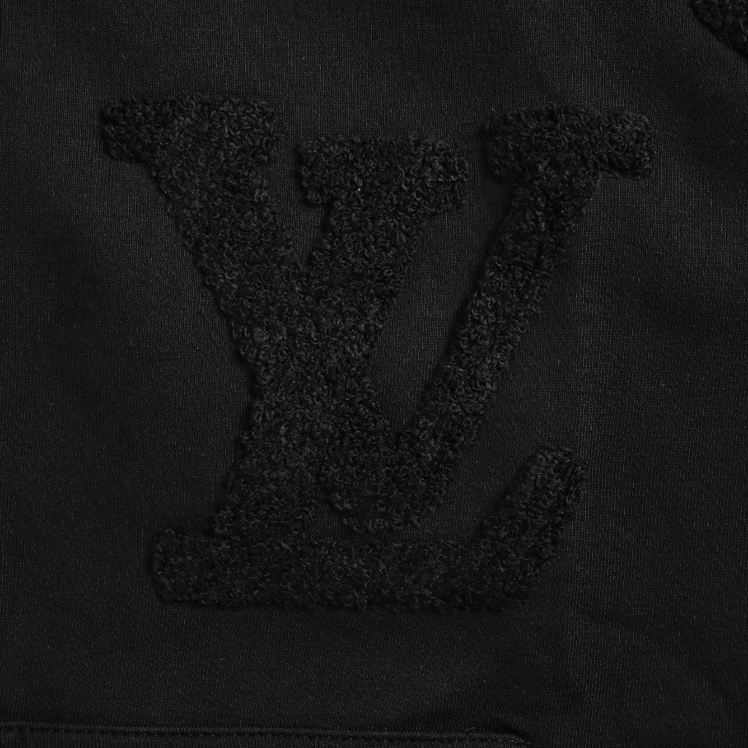 Louis Vuitton LV All-Over Monogram Towelling Logo Full-Zip Hoodie Jacket — Black