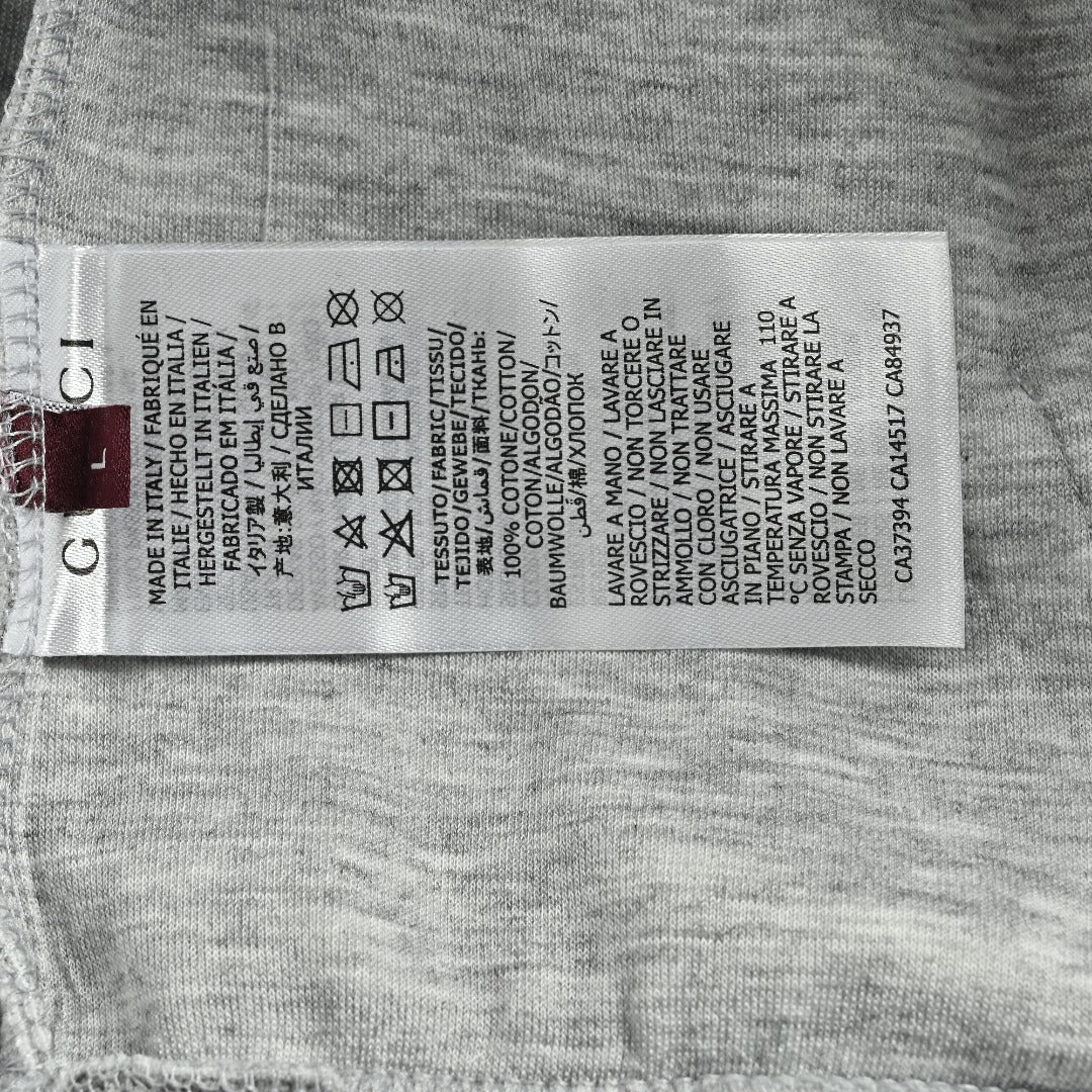 Gucci Small Logo Label Full-Zip Hoodie Jacket — Light Grey
