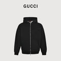 Gucci Small Logo Label Full-Zip Hoodie Jacket — Black