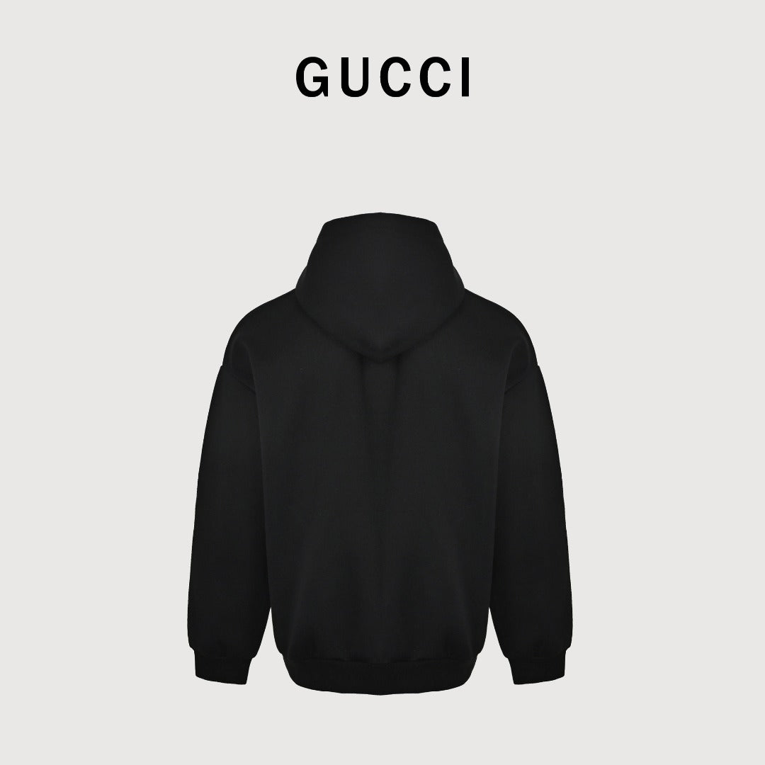 Gucci Small Logo Label Full-Zip Hoodie Jacket — Black