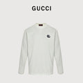 Gucci Interlocking GG Embroidery Long-Sleeve T-Shirt — White