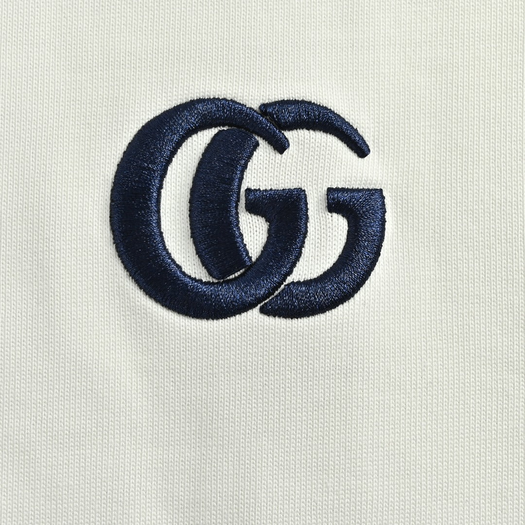 Gucci Interlocking GG Embroidery Long-Sleeve T-Shirt — White