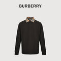 Burberry 26SS Check Collar Long-Sleeve Polo Shirt — Black