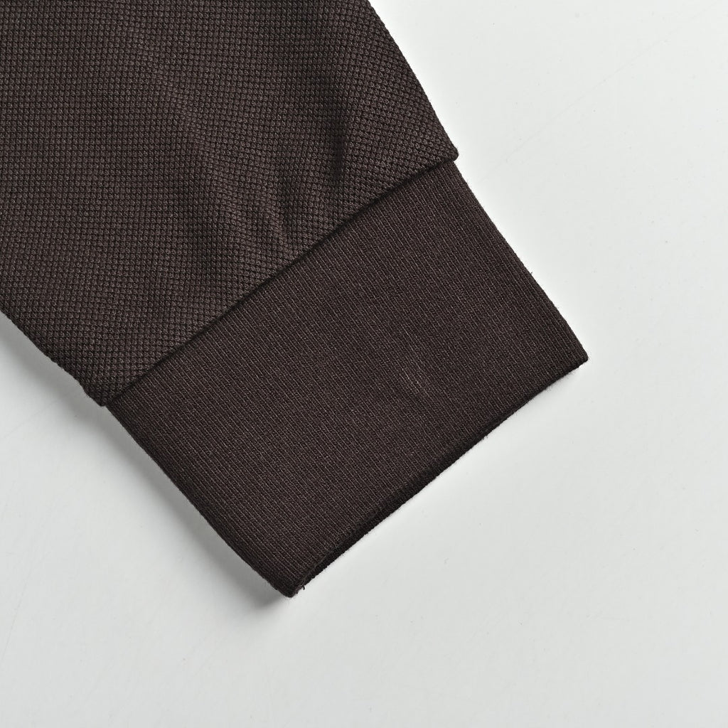 Burberry 26SS Check Collar Long-Sleeve Polo Shirt — Black